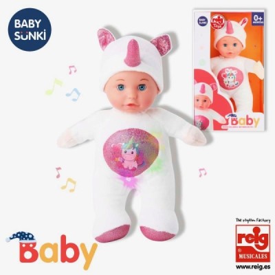Muñeco Baby Sunki 30 cm. Luz y Sonido. Unicornio Reig