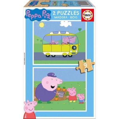 PUZZLE MADERA, 2x9 PEPPA PIG