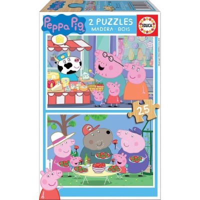PUZZLE MADERA, 2x25 PEPPA PIG