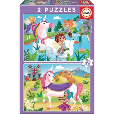 PUZZLE, 2X20 UNICORNIOS Y HADAS