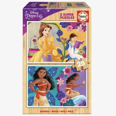 Puzzle 2x25 DISNEY PRINCESS (BELLA+VAIANA) -Madera