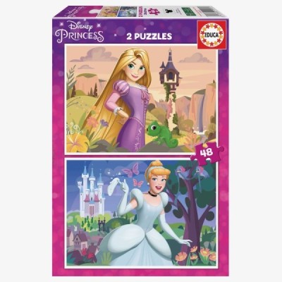 Puzzle 2x48 piezas DISNEY PRINCESS (RAPUNZEL + CENICIENTA)