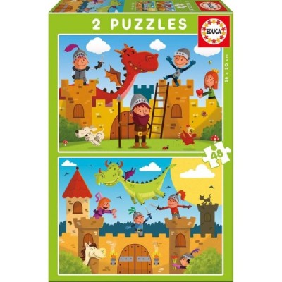 PUZZLE, 2X48 DRAGONES Y CABALLEROS
