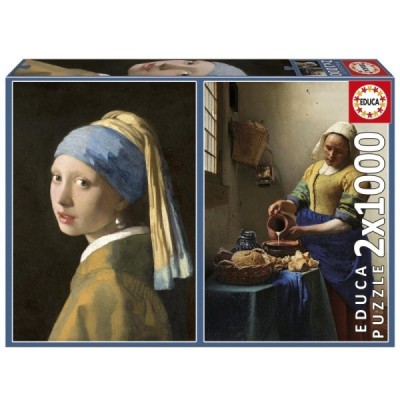 LA JOVEN DE LA PERLA +LA LECHERA de VERMEER 1000