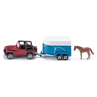 SIKU, JEEP CON REOLQUE TRANSPORTE DE CABALLOS