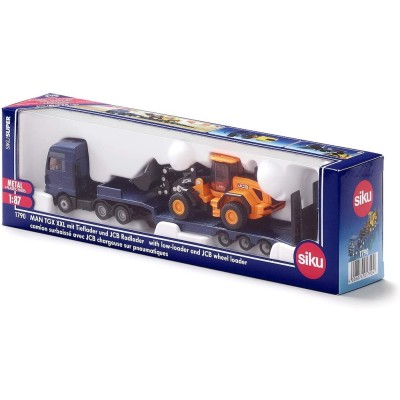 SIKU 1790, Camión MAN Remolque y Excavadora JCB