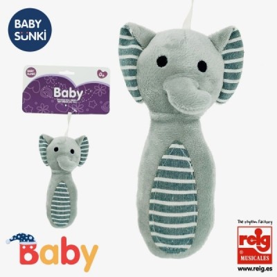 Baby Sunki plush pacify elephant rattle Reig