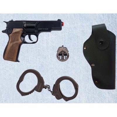 PISTOLA  POLICÍA CON ESPOSAS, 8 TIROS