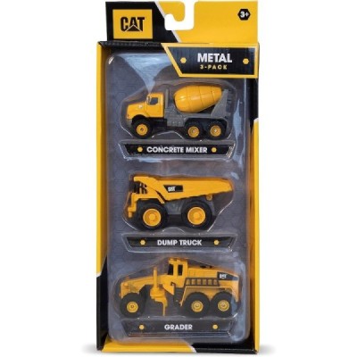 CAT -Pack 3 Vehículos Construcción Metal 10cm.