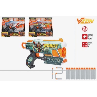 PISTOLA 12 DARDOS SKIN 28 CM 3Mod.