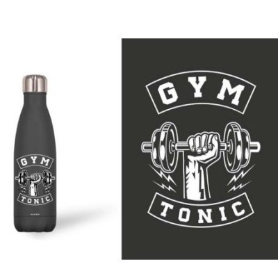 BOTELLA ACERO INOX NEGRA 500 ML. GYM TONIC