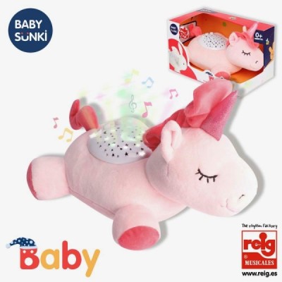 Peluche Unicornio Proyector Estrellas y Nanas Reig