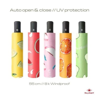 PARAGUAS AUT.PLEGABLE 5 DISEÑOS FRUTAS