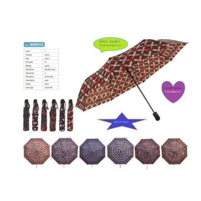 PARAGUAS PLEGABLE MUJER, 55 CM 8 VAR. ESTAMPADO