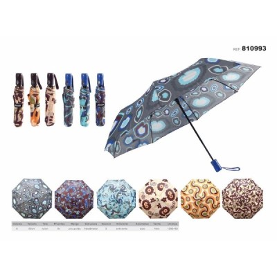 PARAGUAS PLEGABLE 55 CM 8 VARILLAS ESTAMPADO VAR.