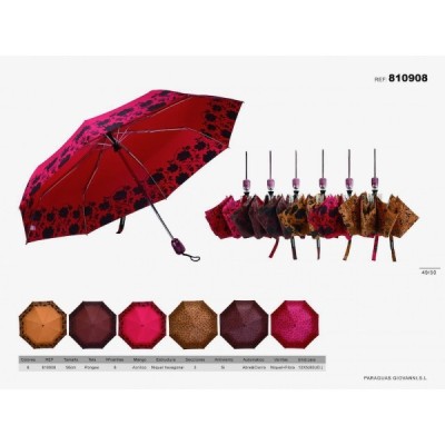 Paraguas corto 8 varillas, alum&fibra "Estampada"