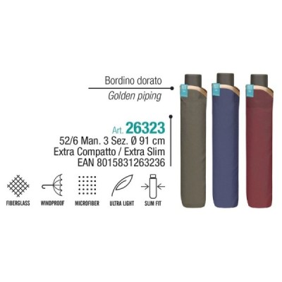 Paraguas mujer 52/6 man slim 3sec Liso ribete