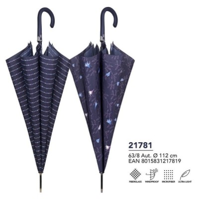 Paraguas mujer 63/8 automático ligero rayas-flores
