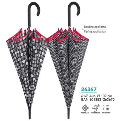 Paraguas mujer 61/8 automatico Blanco/negro