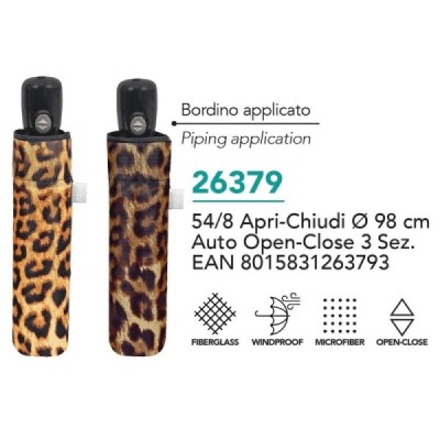 Paraguas mujer 54/8 automatico Leopardo