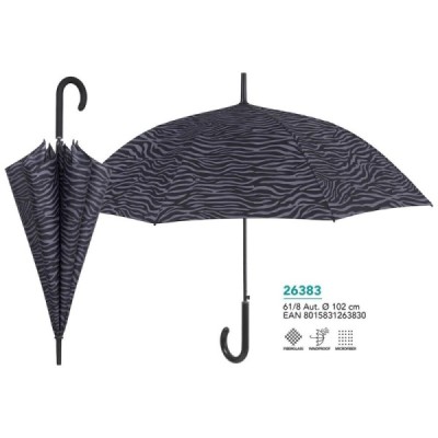 Paraguas mujer 61/8 automatico Cebra Negro/Gris