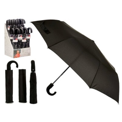 PARAGUAS PLEGABLE MANGO NEGRO