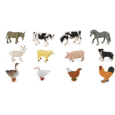 Collecta A1110-C, BOX 10 ANIMALES DE GRANJA MINI