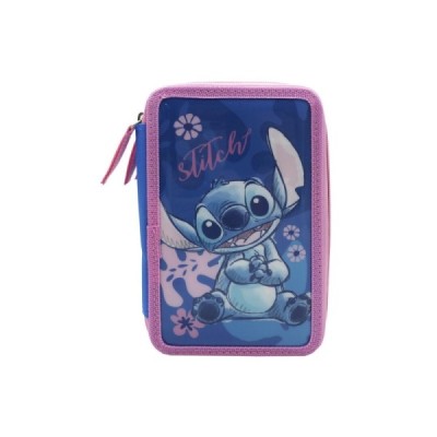 Stitch Plumier 3 Pisos con Material Escolar