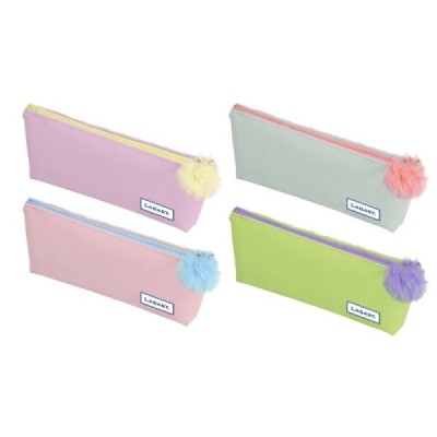 PORTATODO BICOLOR PASTEL con POMPON