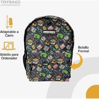 Minecraft Pixel 25 Mochila Americano ADAPT. Carro