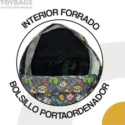 Minecraft Pixel 25 Mochila Americano ADAPT. Carro