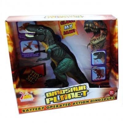 DINOSAURIO VERDE SONIDOS, LUZ Y MOV. (PILAS) 35cm.