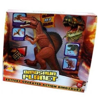 DINOSAURIO MARRÓN SONIDOS, LUZ Y MOV. (PILAS) 35cm