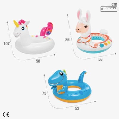 FLOTADOR HINCHABLE ANIMALES - 107X58CM -3Mod