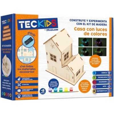 KIT EN MADERA - CASA CON LUZ DE COLORES
