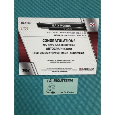 Ilaix Moriba " Autógrafo original numerado 27/50 " Rookie Red Bull Leipzig Topps Chrome Bundesliga 2021/2022