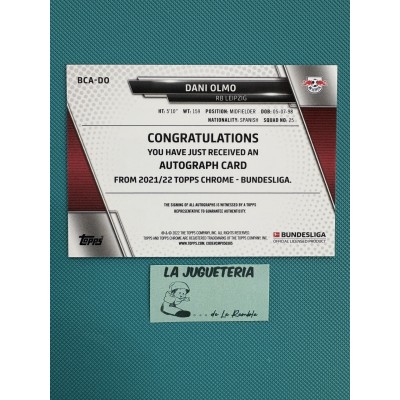 Dani Olmo " Autógrafo original " Red Bull Leipzig Topps Chrome Bundesliga 2021/2022