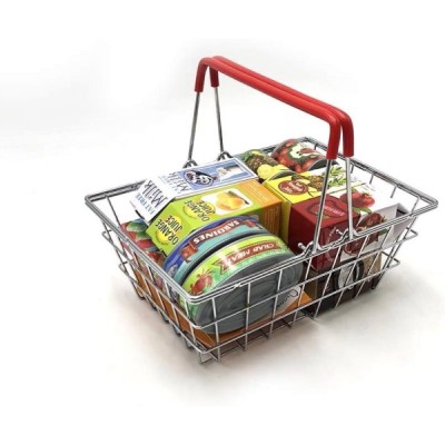 CESTA DE LA COMPRA METÁLICA CON ALIMENTOS 15pzas