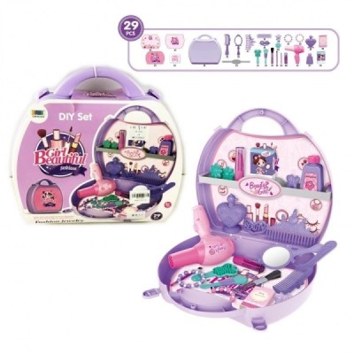 MALETIN DE BELLEZA CON SECADOR Y 29 PZAS.