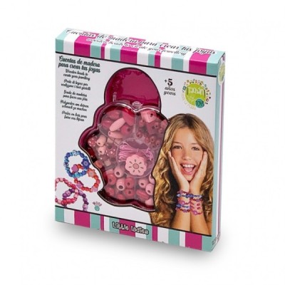 SET DE CUENTAS DE MADERA ROSA PARA HACER PULSERAS