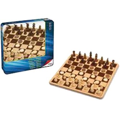 AJEDREZ/DAMAS EN CAJA METAL