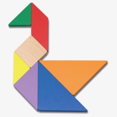 TANGRAM (MADERA FSC) DE COLORES EN CAJA DE METAL