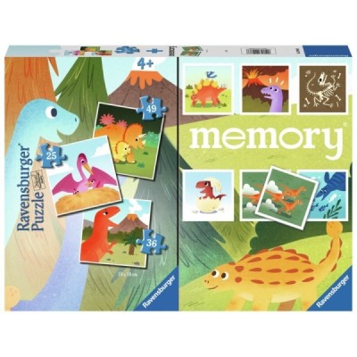 Multipack Memory + 3 Puzzles Dinosaurios