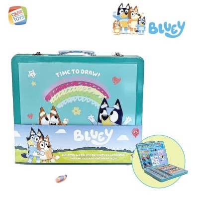 MALETIN METALICO DE PINTURAS BLUEY 60 PIEZAS