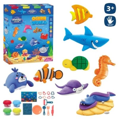 4 BOTES PLASTILINA ANIMALES MARINOS