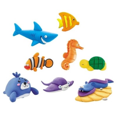 4 BOTES PLASTILINA ANIMALES MARINOS