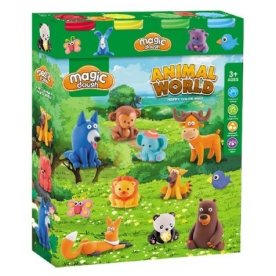 4 BOTES PLASTILINA ANIMALES SELVA