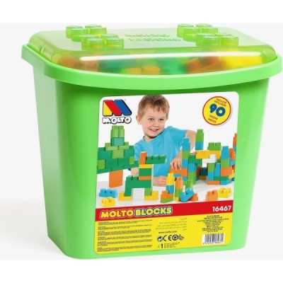 Moltó-Cubeta de Bloques con 90 piezas Verde