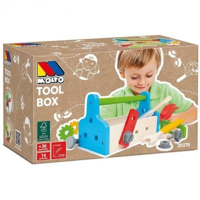 CAJA HERRAMIENTAS MADERA 11 ACCESORIOS MOLTO