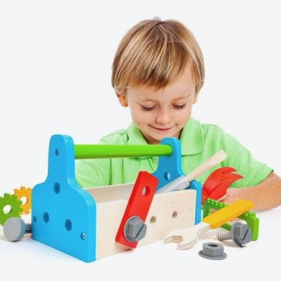 CAJA HERRAMIENTAS MADERA 11 ACCESORIOS MOLTO